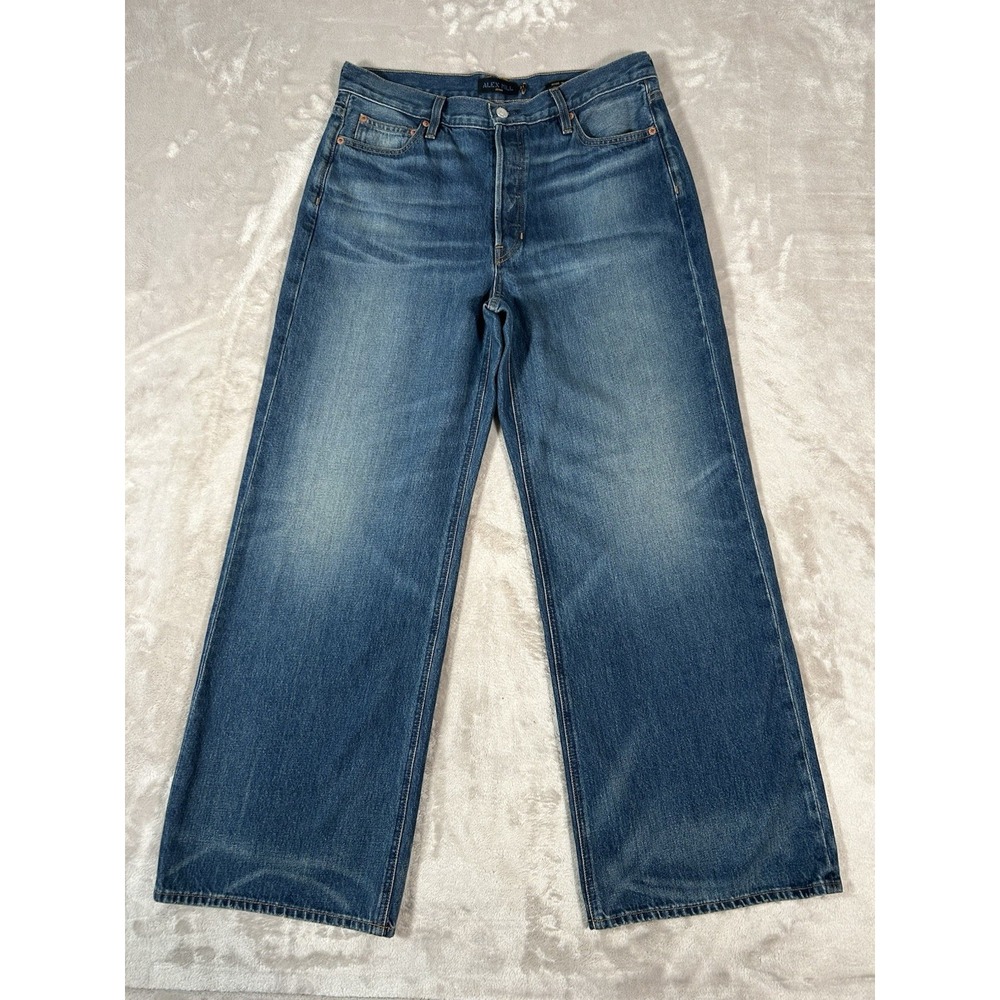 New Alex Mill Alek High-Rise Jeans Womens 31 Paris Wash Button-Fly Wide Leg USA